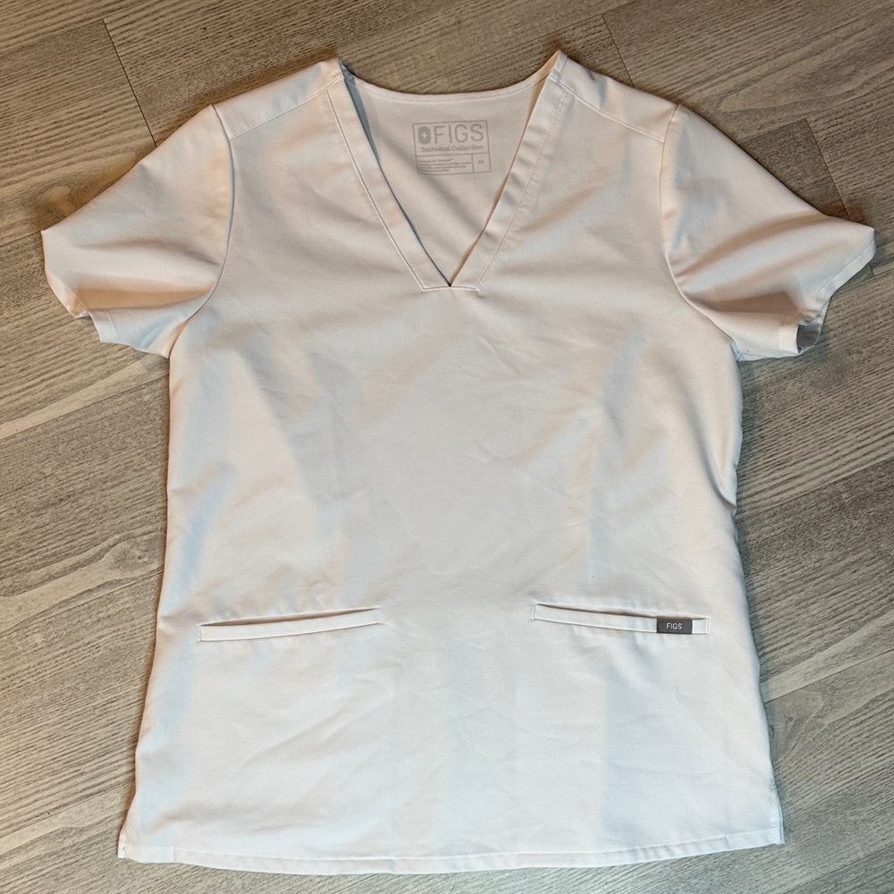 Figs Classic White V-Neck Scrub Top